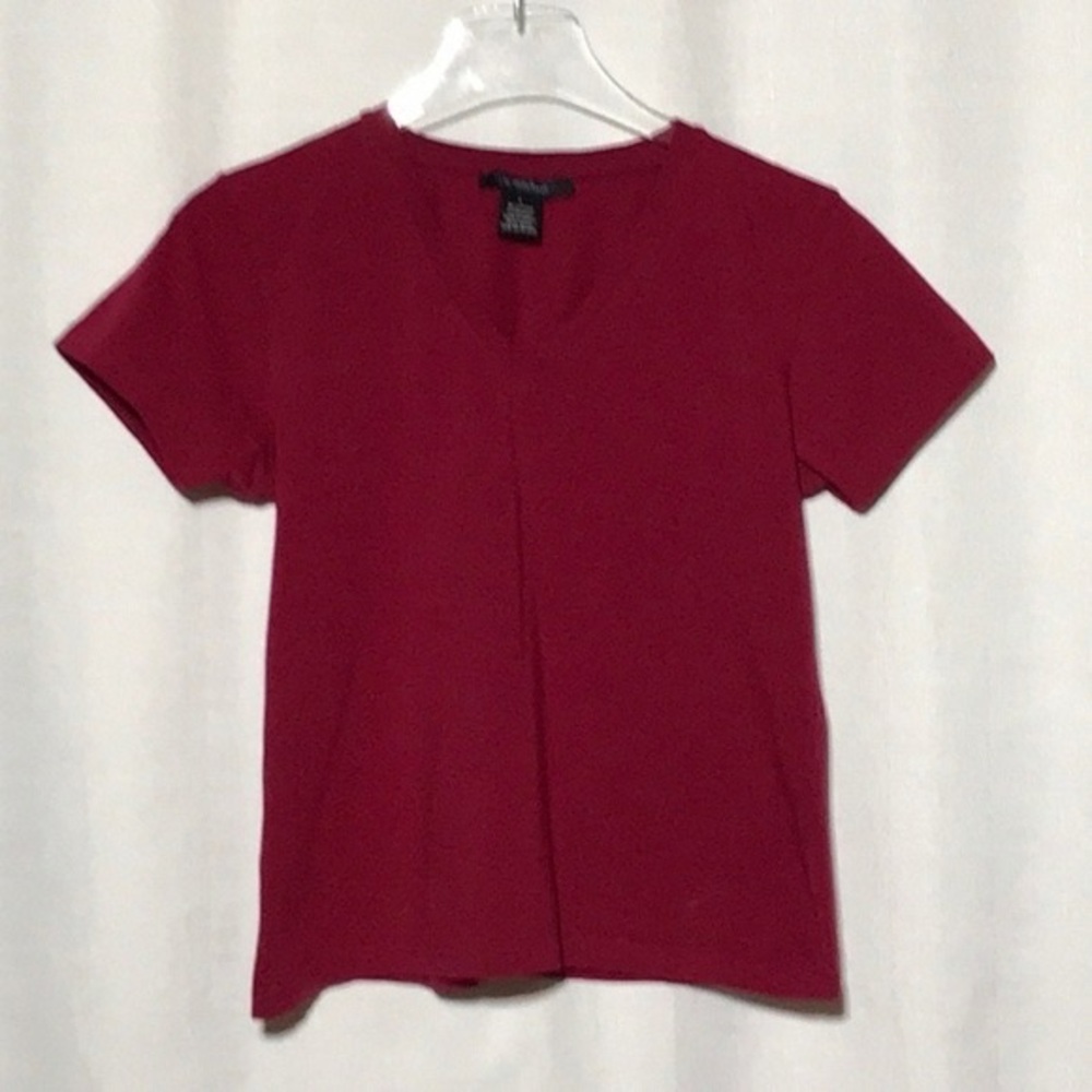 Stitches Berry Red Short Sleeve V-Neck Top